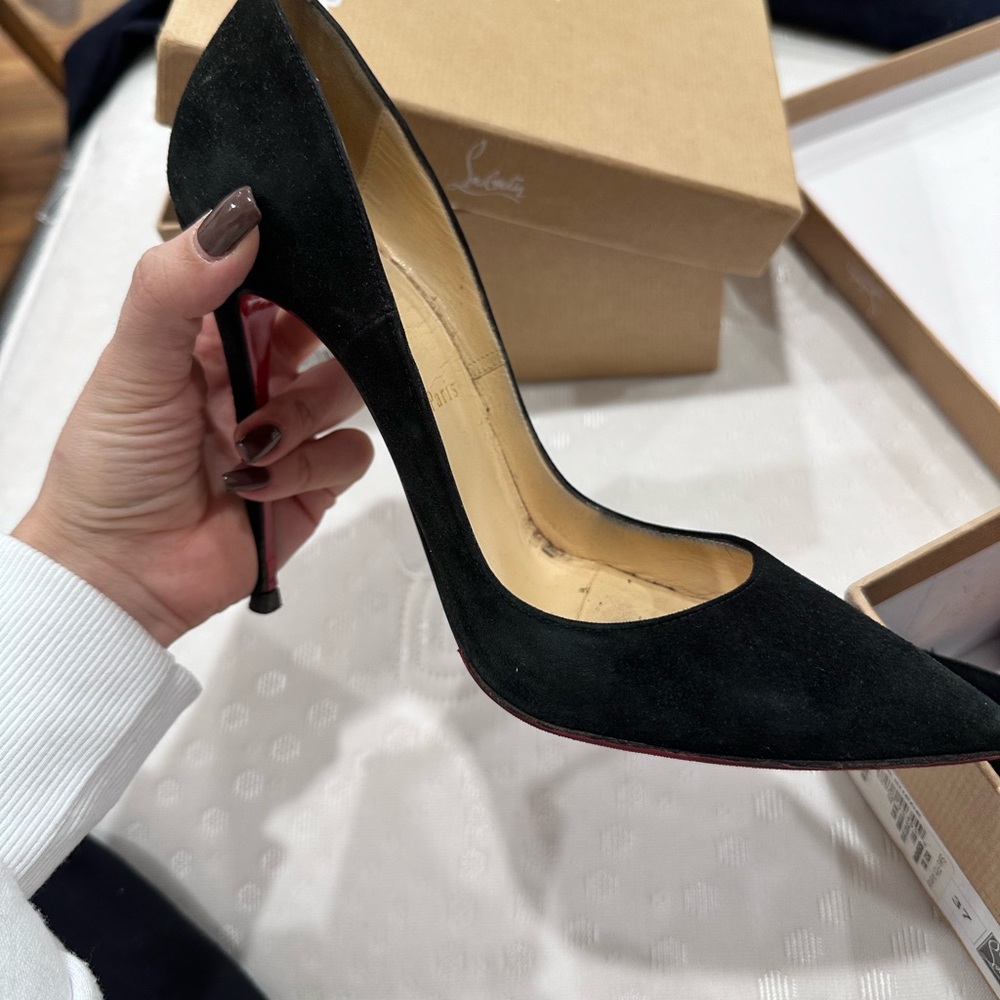 Black suede Christian louboutin pumps size 37 comes with box and dust bag